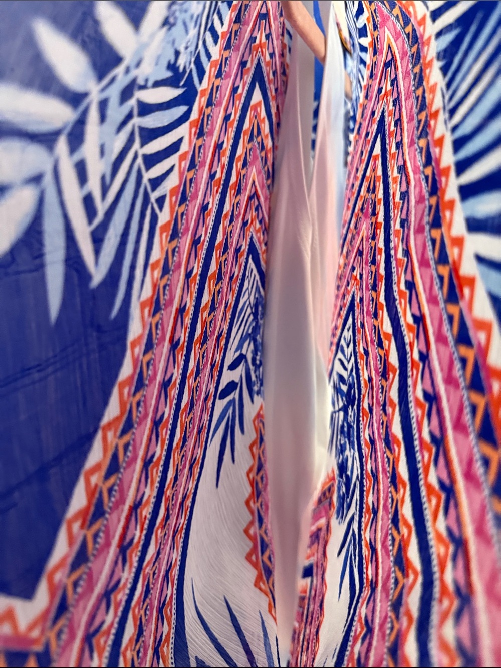 Ruby Rd. Blue and Pink Patterned Boho Blouse - Picture 4 of 8